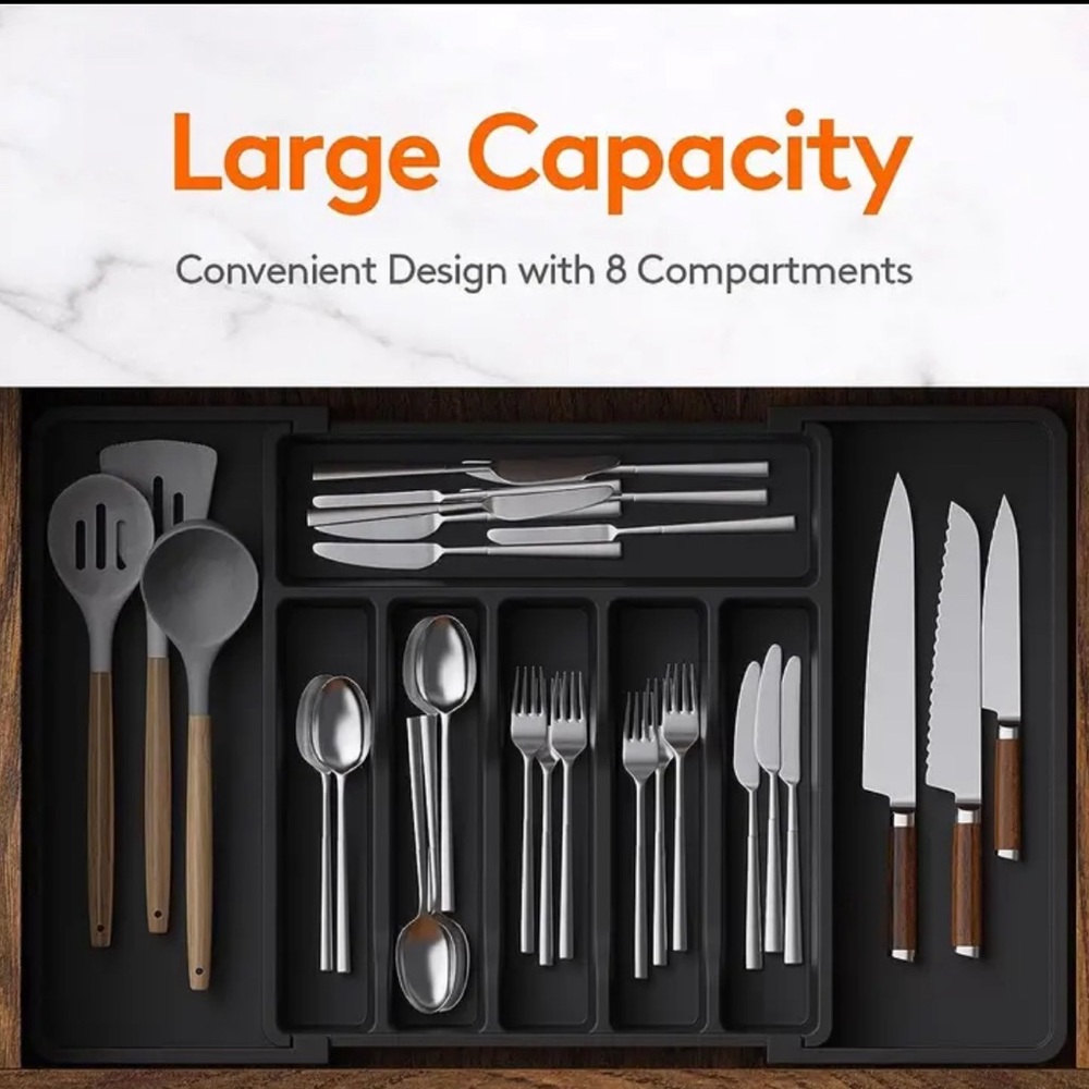 1pc Silverware Drawer Organizer, Expandable Utensil Tray For Kitchen